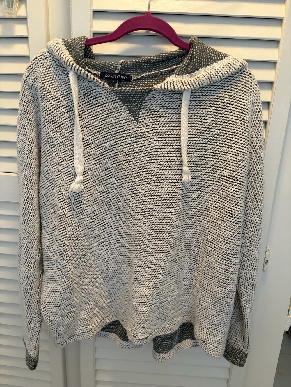 Ocean Drive Women’s Cream Knit Hoodie Sweater Size L